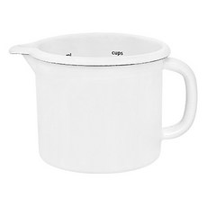 HAULS HOME Bon Appétit 計量單柄琺瑯杯 小 (直徑11cm 含壺嘴13cm 高9.5cm), 1個, 白色, 700ml