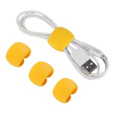 다해유 다이닝 각종 케이블 정리 수납용 권선 버튼, 노랑, 4개