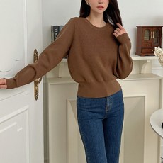 KnitNJean 女款寬鬆柔軟彈性羅紋Oberon圓領針織衫