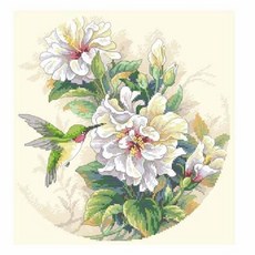 UH家居裝飾 蜂鳥與麥穗十字繡圖案 + 布料 + 繡線 + 針 2入套組, 混合色, 1套