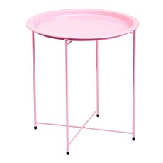 비글썬마켓 접이식 이동 미니 원형 테이블, 핑크