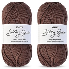 Knitt Silky Yan 編織線 100g, 2個, 28 巧克力色