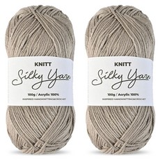 Knitt Silky Yan 編織線 100g, 2個, 25 灰米色