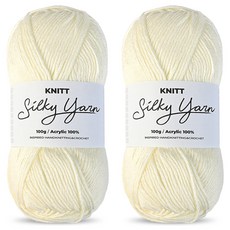 Knitt 絲滑編織線 100g, 2個, 01 象牙白