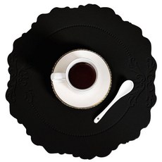 리나블루 접이식 테이블 방수 인조가죽 매트 라운드, 블랙