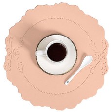 리나블루 접이식 테이블 방수 인조가죽 매트 라운드, 핑크
