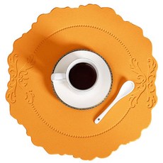 리나블루 접이식 테이블 방수 인조가죽 매트 라운드, 오렌지