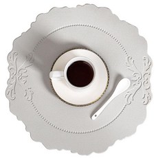 리나블루 접이식 테이블 방수 인조가죽 매트 라운드, 그레이