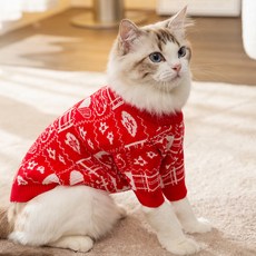 貓咪 Artipet 趣味圖案套頭毛衣, 紅色