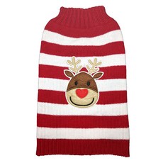 OH PET 狗狗聖誕魯道夫針織衫, 紅色