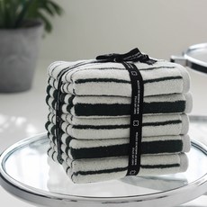 MaisonDeCotton 先染直條紋洗臉毛巾 5入組 190g 40支精梳棉, 混合色, 1套