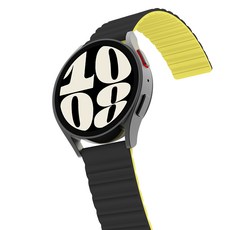 araree Galaxy Watch 雙色矽膠磁吸矽膠鏈錶帶, 黑黃色