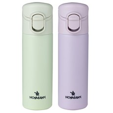 HOMEANY 彈蓋式迷你保溫瓶2入組, 140ml, 綠色+淺紫色, 1組