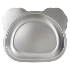 kitchen U 小熊立體不鏽鋼盤, 銀色, 1個