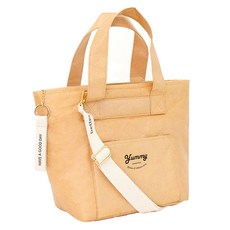 큐어스 야미2 미디움 보냉 보온 피크닉 도시락 가방 + 크로스 스트랩 세트, 크라프트, 1세트