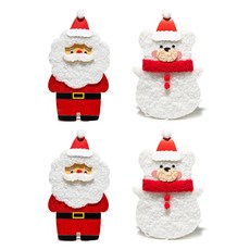 더솜씨 聖誕節玩偶卡片 聖誕老人 2入 + 雪人 2入 套組, 混合色, 1套