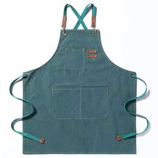 Hellojem 多用途 咖啡廳 咖啡師 美容院 店鋪 園藝 工坊 美術 帆布 口袋 防水 圍裙, 綠色, 1個