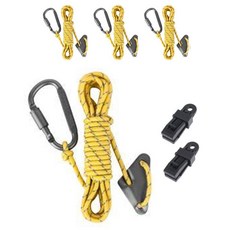 DTree 營繩繩扣D型環全套組 4入 + 天幕夾 2入, 03 黃色 + 灰色(全套組), 隨機出貨(天幕夾)