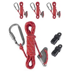 DTree 營繩繩扣D型環全套組 4入 + 天幕夾 2入, 05 紅色 + 灰色(全套組), 隨機出貨(天幕夾)