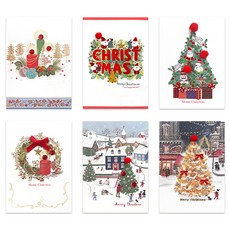 From&To 聖誕卡片6款組 FS7092, 混和色, 1套