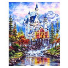 알로데 스노우 성 겨울 트루 벽장식 보석십자수 DIY키트 30 x 40 cm, NO 01, 1개