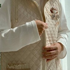 HANSGALLERY 鋪棉刷毛加厚新款帽子背心圍裙, 米色, 1個