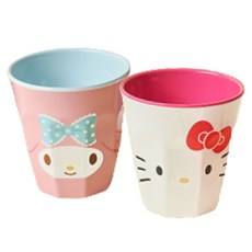 Bo friends 三麗鷗角色雙色美耐皿杯兩件組, 美樂蒂, 凱蒂貓, 1套