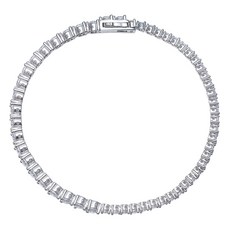 디유아모르 여성용 실버 925 시뮬럿 다이아몬드 뮤즈 테니스 언발 팔찌 + 쇼핑백