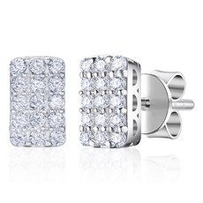 디유아모르 여성용 실버 925 시뮬럿 다이아몬드 블랑 스퀘어 이어링 + 쇼핑백