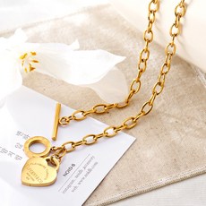 NOID-B 鋼製粗鏈愛心造型項鍊 3色