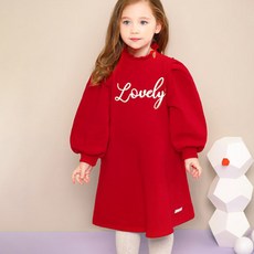 JELISPOON 女童款蓬蓬袖刷毛荷葉領洋裝