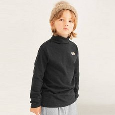 JELISPOON 童款笑臉熊圖案素色桃皮絨長袖上衣