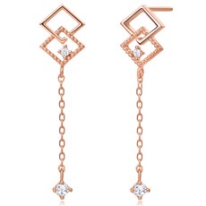 디유아모르 여성용 실버 925 더블디아망 드롭 귀걸이 + 쇼핑백