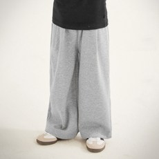 JELISPOON 童款素色刷毛直筒寬褲