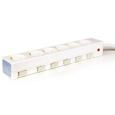 The Slim 獨立開關型6孔延長線 SY-SB6, 1.5m, 白色 + 天空藍, 1個