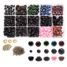 Khohimo 娃娃製作眼睛鼻子鈕扣盒套組, 組合1(560件), 混合色, 1套