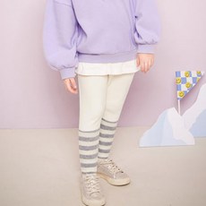 JELISPOON 女童款橫條紋刷毛內搭褲