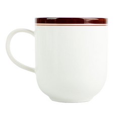 마시피렌체 라인 도자기 머그컵 340ml, 화이트 + 브라운, 1개