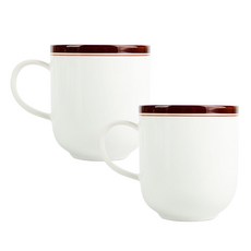 마시피렌체 라인 도자기 머그잔 340ml, 브라운, 2개