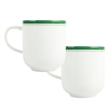 마시피렌체 라인 도자기 머그잔 340ml, 그린, 2개