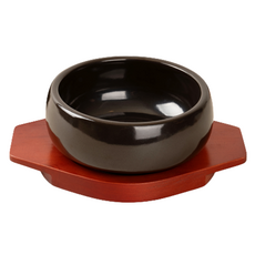 韓式砂鍋+原木製托盤, 1組, 韓式砂鍋(155*70mm)+原木托盤(233*22mm), 15.5cm