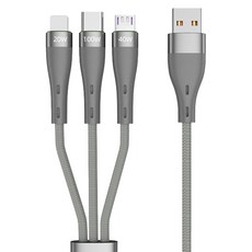 헨센 나일론 아웃도어 쉐어 3in1 충전 케이블, 1.2m, 실버, 1개