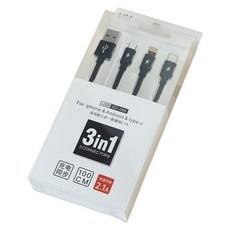 헨센 라이트 컬러 3in1 고속 충전 케이블, 1m, 블랙, 1개