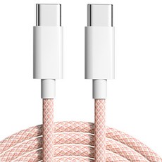 헨센 파스텔 양방향 듀얼타입 Ctype 패브릭 충전 케이블, 2m, 핑크, 1개