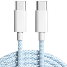 헨센 파스텔 양방향 듀얼타입 Ctype 패브릭 충전 케이블, 1m, 블루, 1개