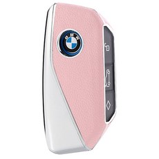 CRONICLE BMW 全新款金屬皮革智能鑰匙殼 鑰匙圈 兼容 5 / 7 / i5 / i7 / xm, 粉紅色, ix3