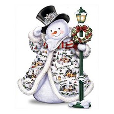 알로데 눈사람 산타 트리 겨울 벽 장식 DIY 보석십자수 라운드 40 x 50 cm, NO. 02, 1개