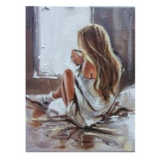 알로데 해변 홀로 긴머리 소녀 벽 장식 DIY 보석십자수 30 x 40 cm, NO. 14, 1개