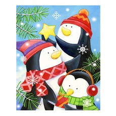 알로데 눈사람 산타 트리 겨울 벽 장식 DIY 보석십자수 라운드 30 x 40 cm, NO. 05, 1개
