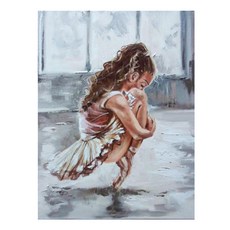 알로데 해변 홀로 긴머리 소녀 벽 장식 DIY 보석십자수 30 x 40 cm, NO. 03, 1개